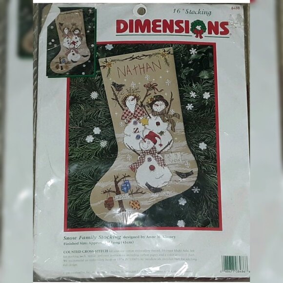 Dimensions Snow Family Stocking Counted Cross Stitch Kit NEW SEALED - Picture 1 of 2